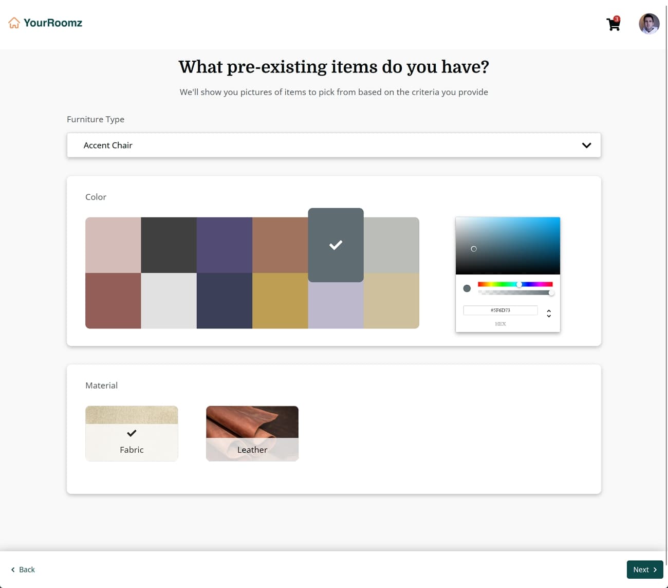 Screenshot of YourRoomz landing page